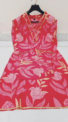 Red Floral Kurta Pants Suit Set - Eraya