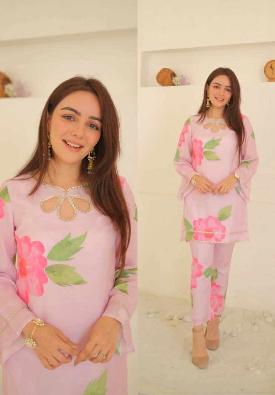 Pink orchid kurta pant set - Eraya