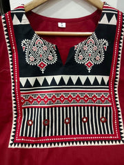 Beautiful adda work kurti set with mulmul dupatta - Eraya