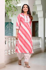 Lahriya print cotton kurti with afghani pant - Eraya