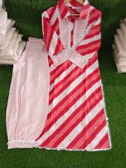 Lahriya print cotton kurti with afghani pant - Eraya