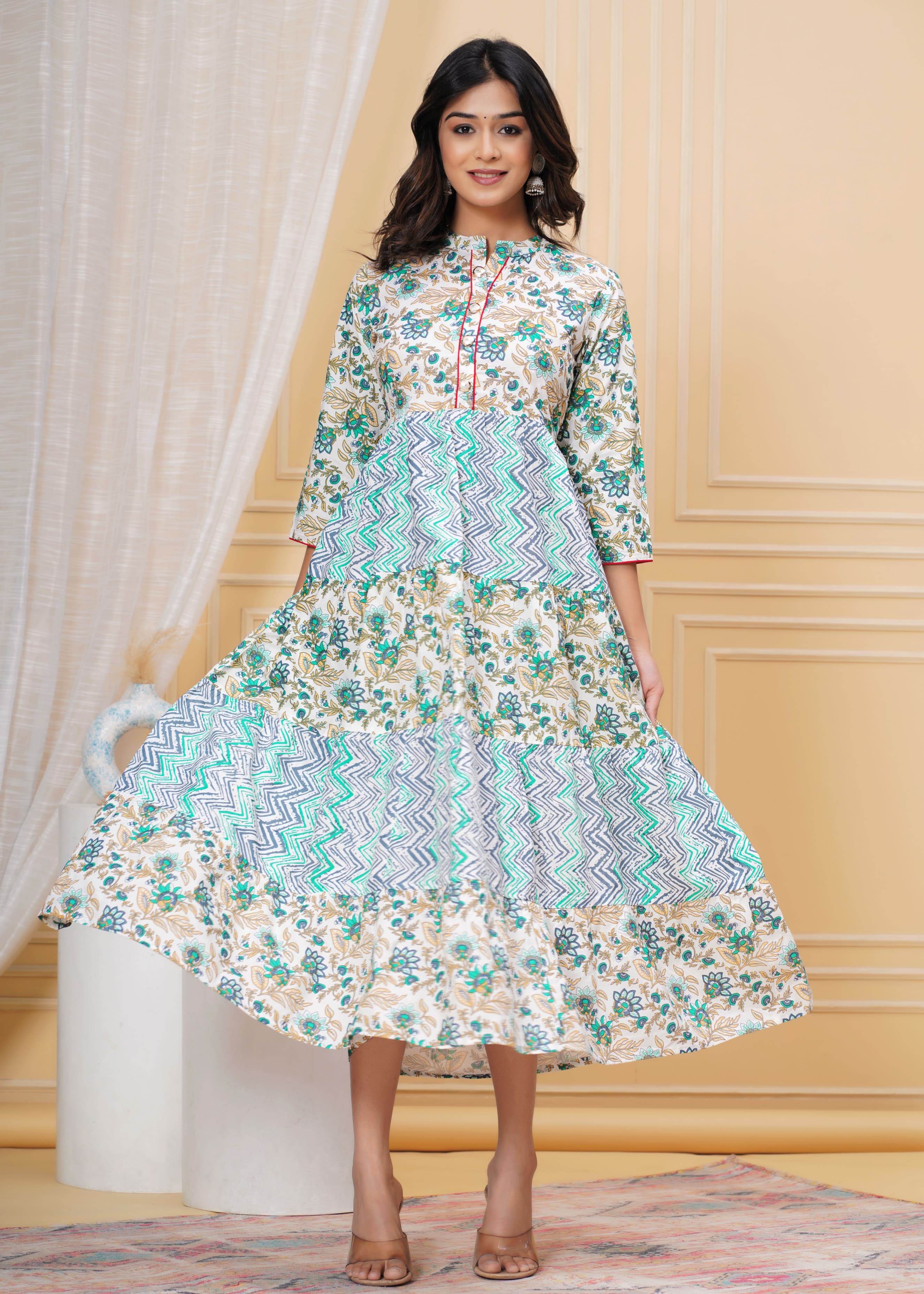 Printed rayon anarkali gown - Eraya