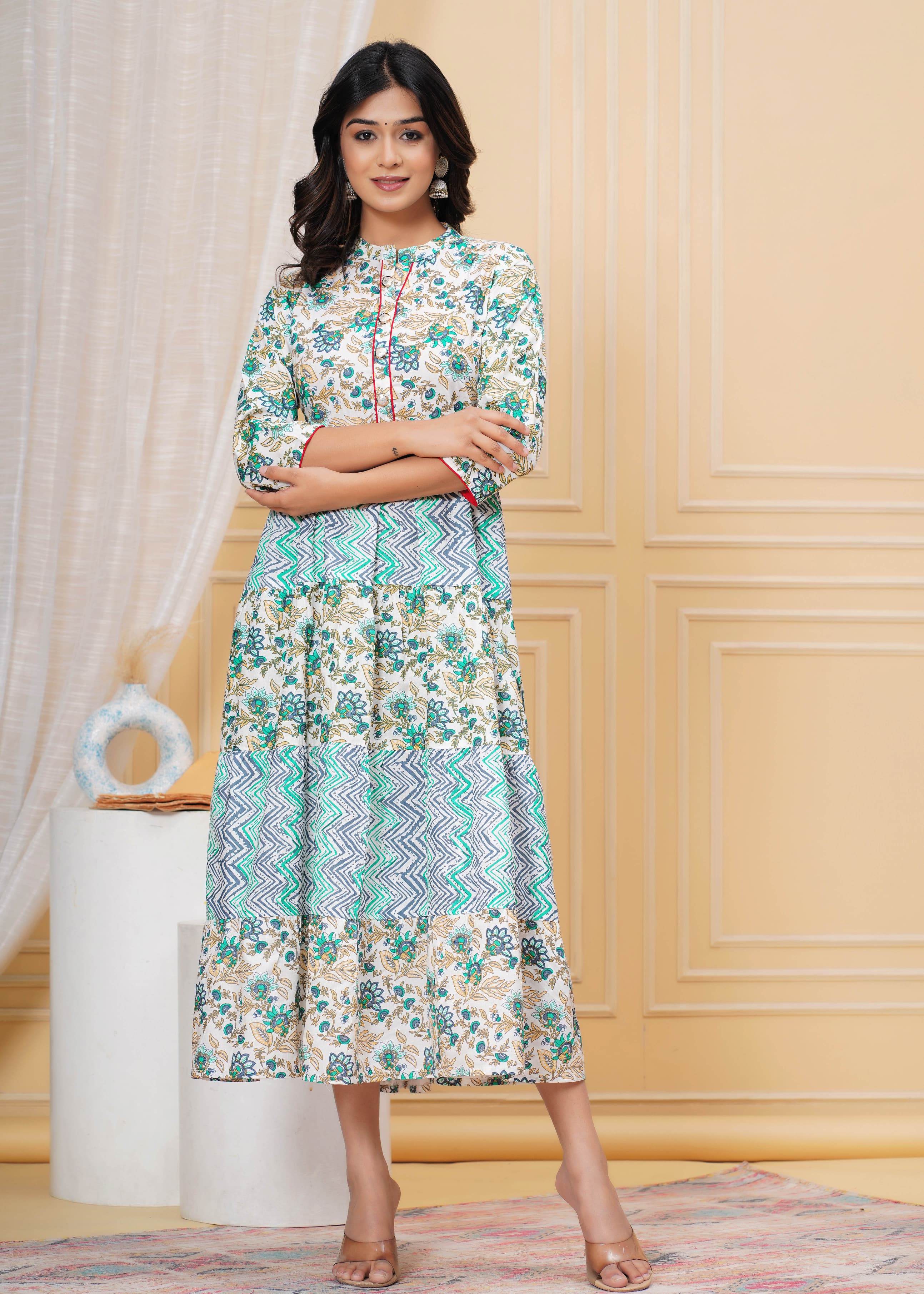 Printed rayon anarkali gown - Eraya