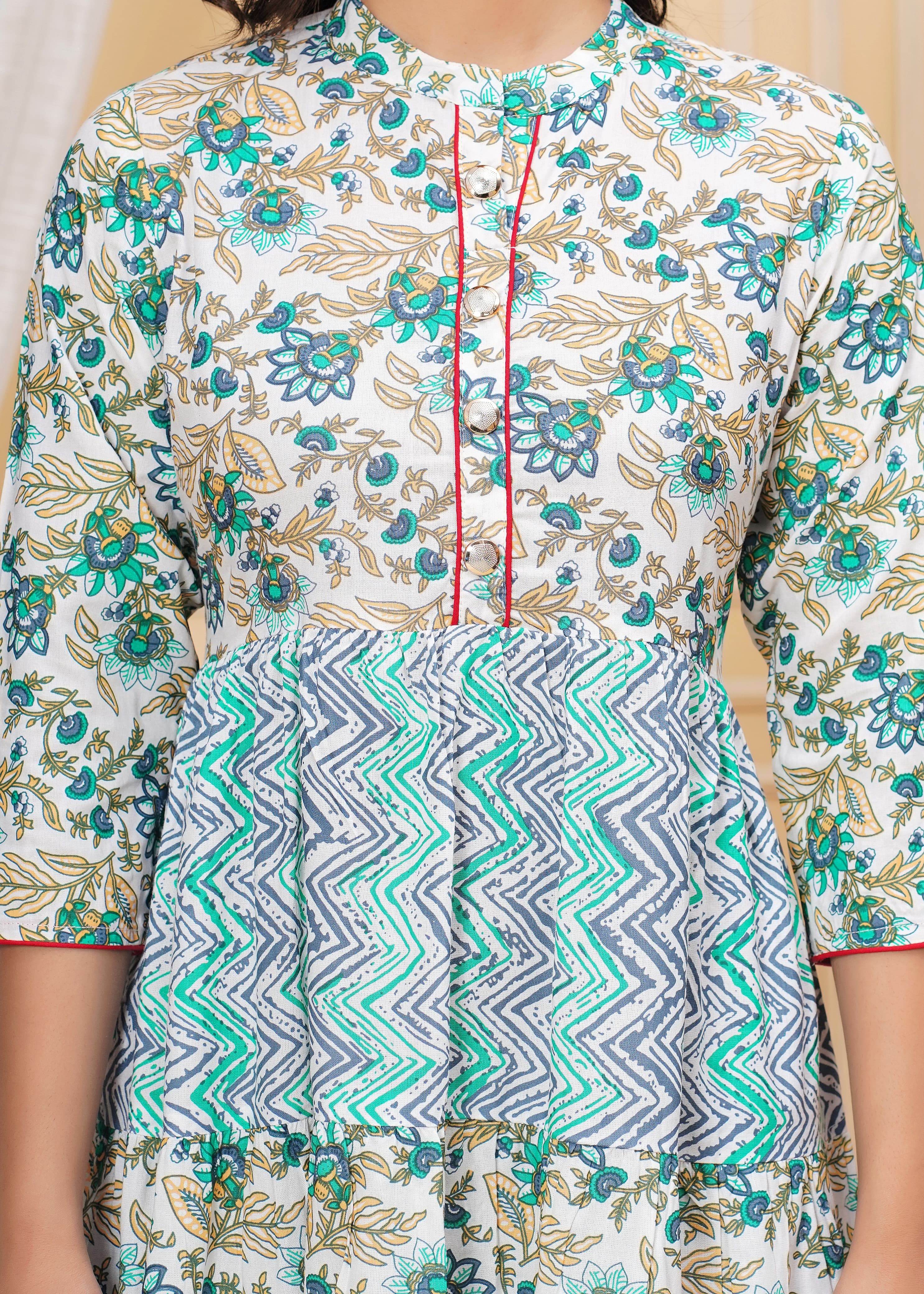 Printed rayon anarkali gown - Eraya