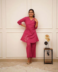 Classic pink cotton-dobby fabric co-ord set - Eraya