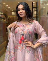 Heavy organza fabric digital print kurti set - Eraya
