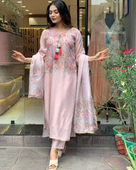 Heavy organza fabric digital print kurti set - Eraya