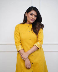 Summer special yellow cotton co-ord set - Eraya