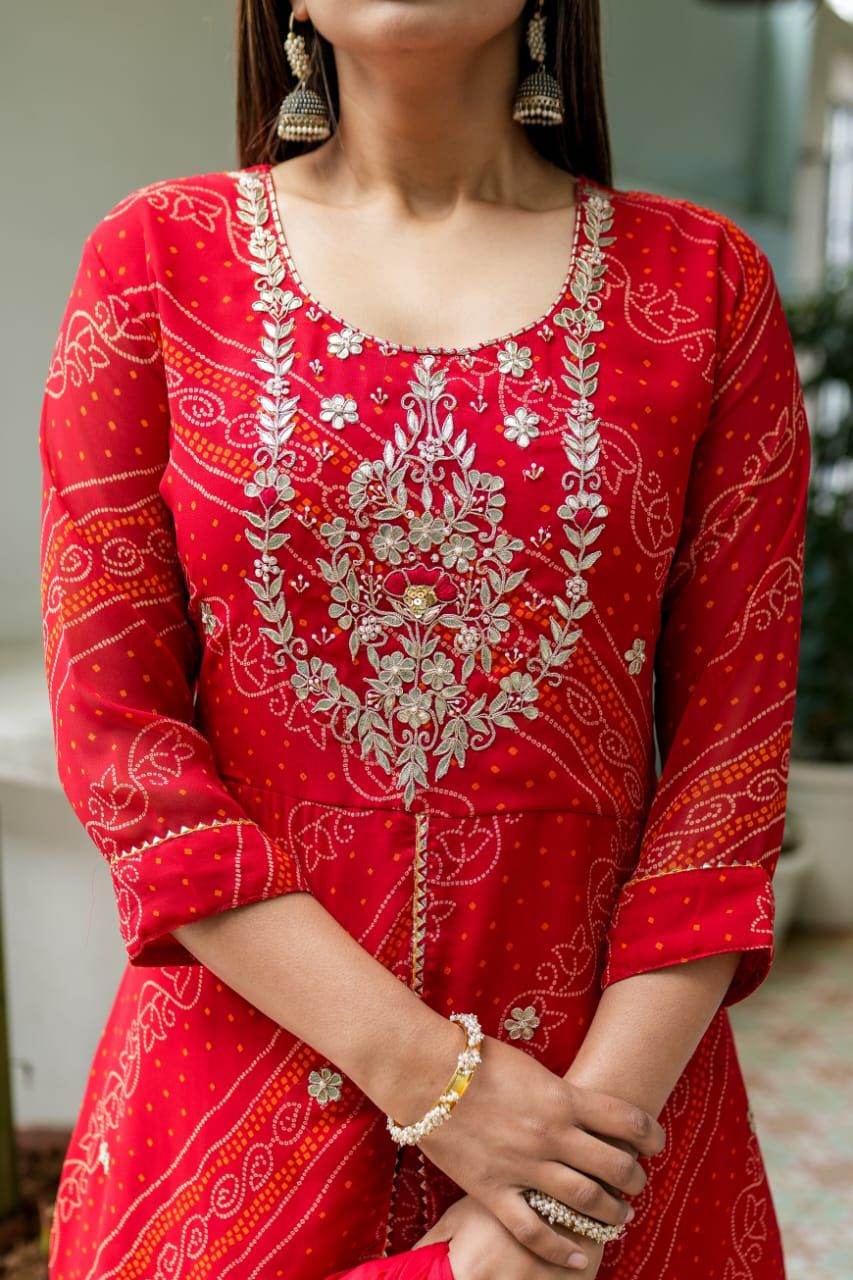 Special Bandhej Print Georgette Skirt Set!! - Eraya