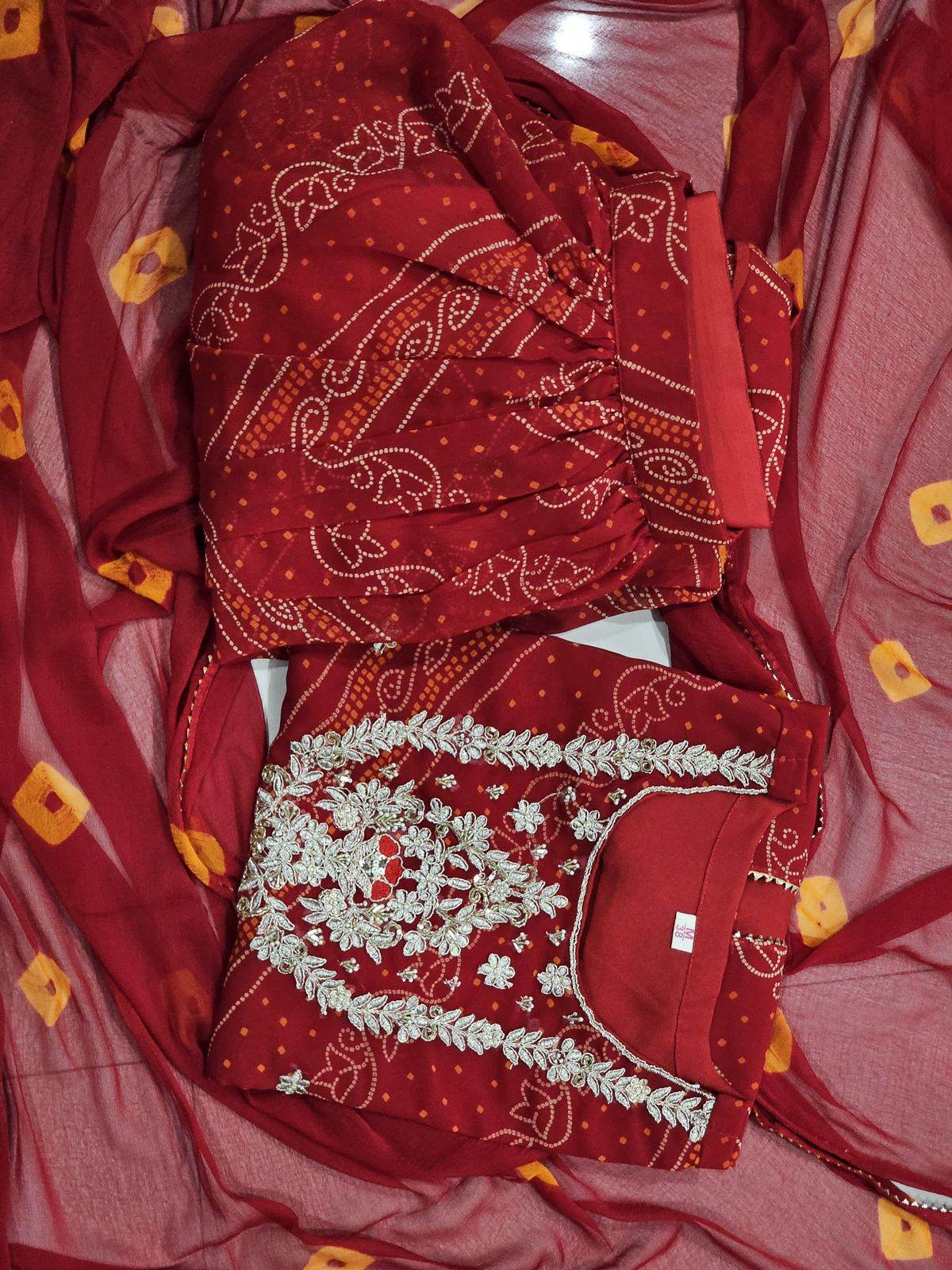 Special Bandhej Print Georgette Skirt Set!! - Eraya