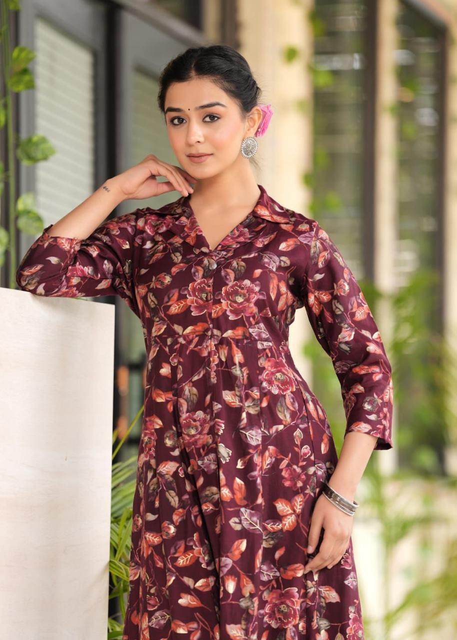 Maslin foil print long co-ord set-II - Eraya