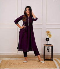 Rayon fabric office wear kurti-pant (5 colour options) - Eraya