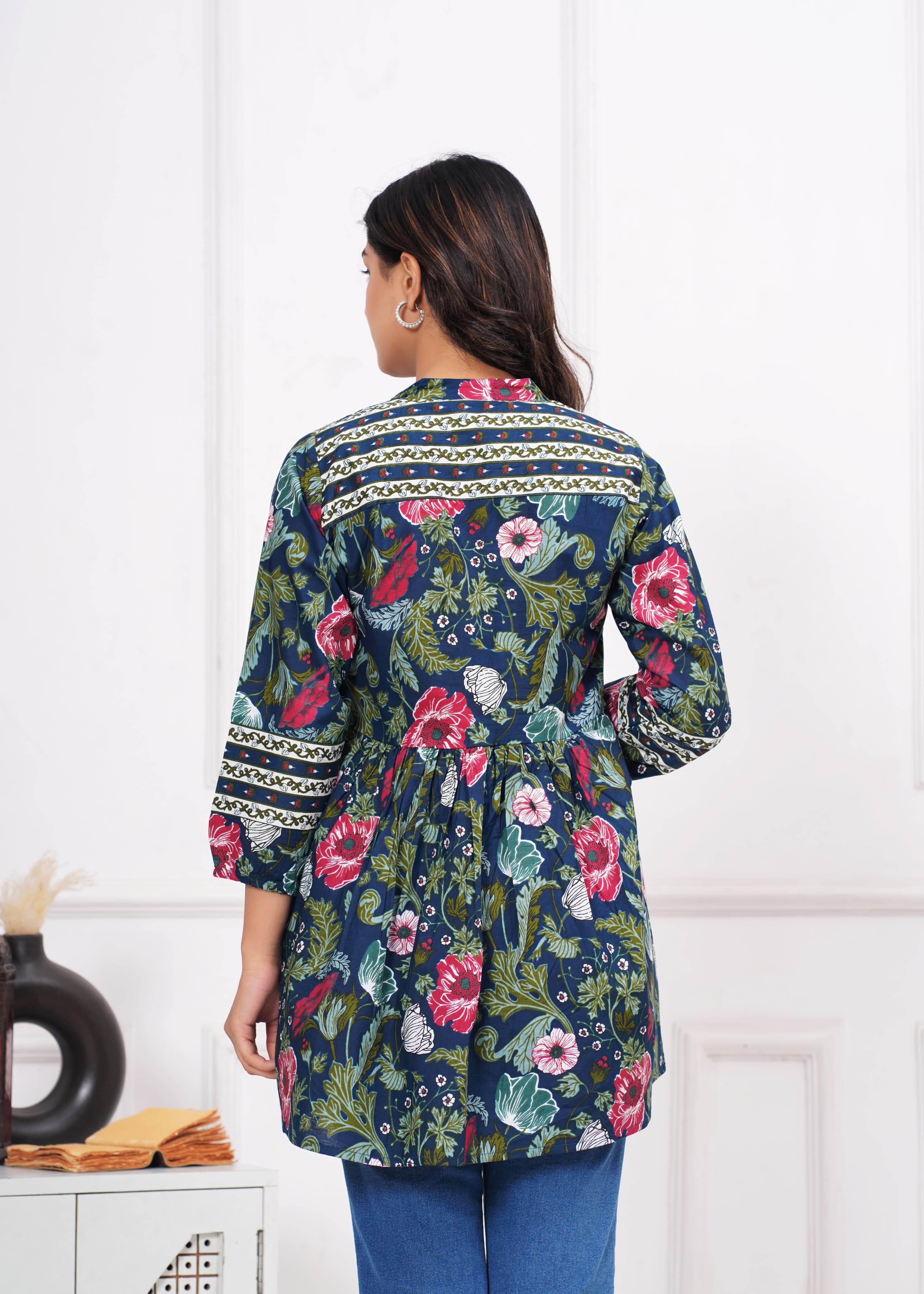 Beautiful proshin print cotton short kurti anarkali pattern-II - Eraya