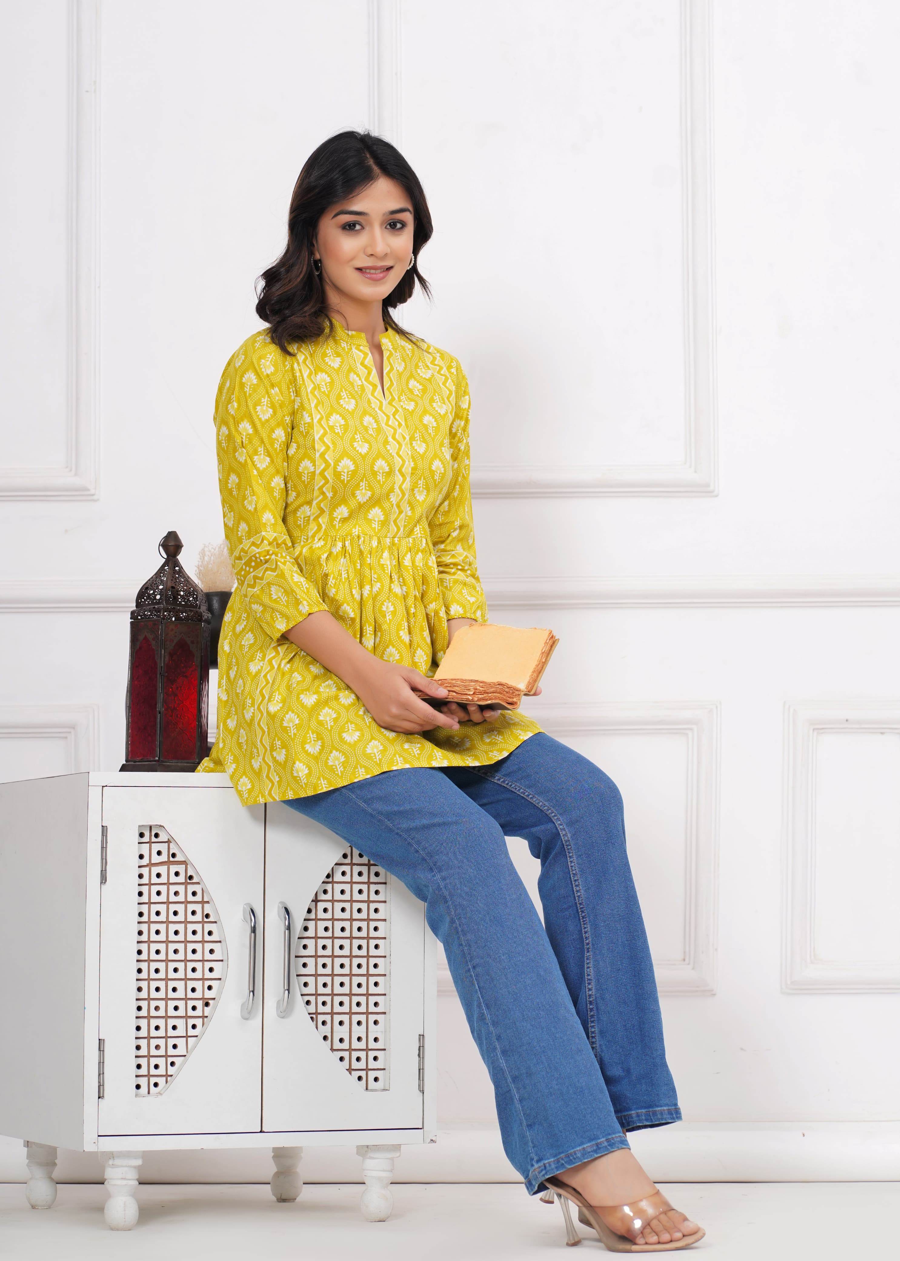 Beautiful proshin print cotton short kurti anarkali pattern - Eraya