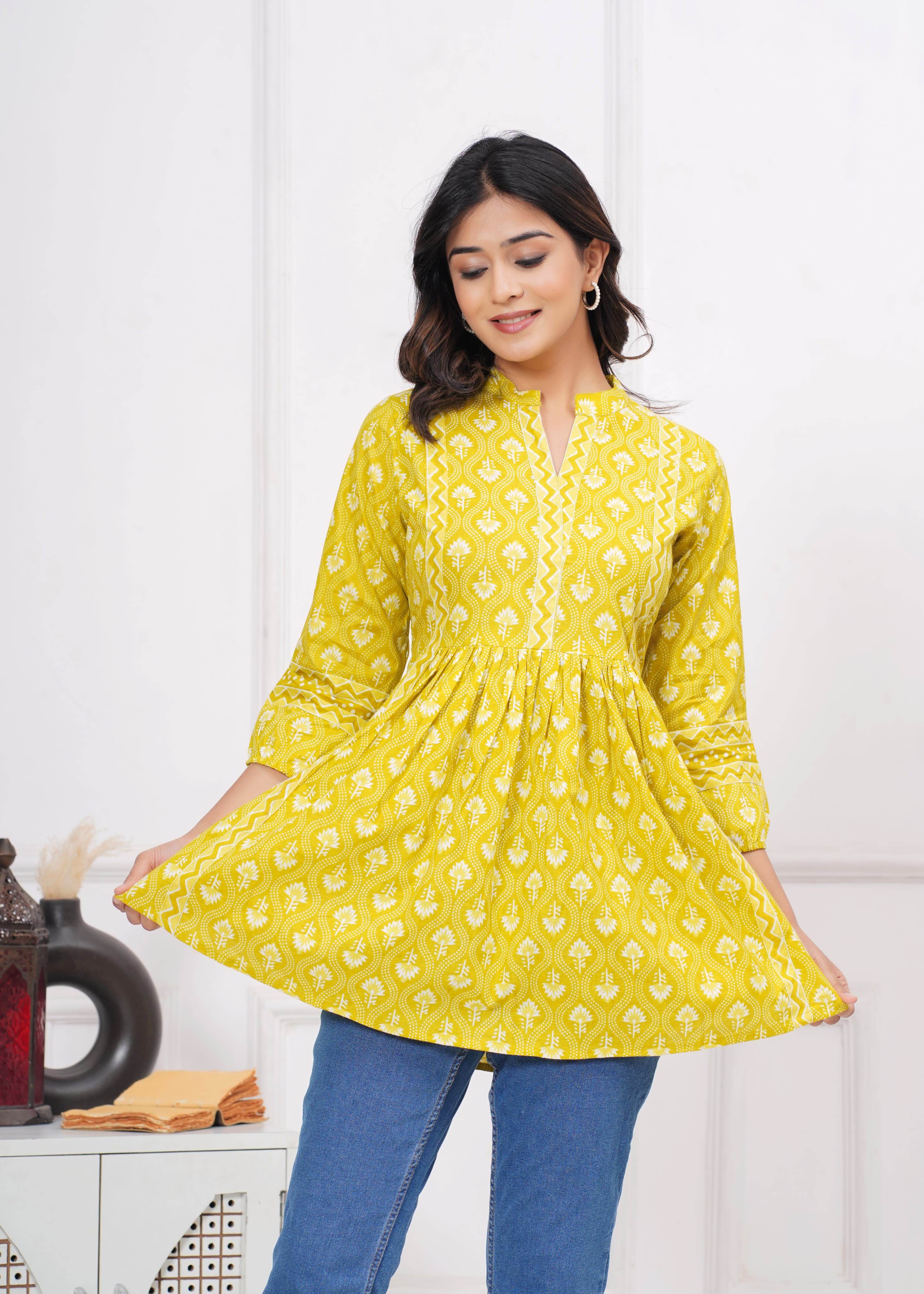 Beautiful proshin print cotton short kurti anarkali pattern - Eraya