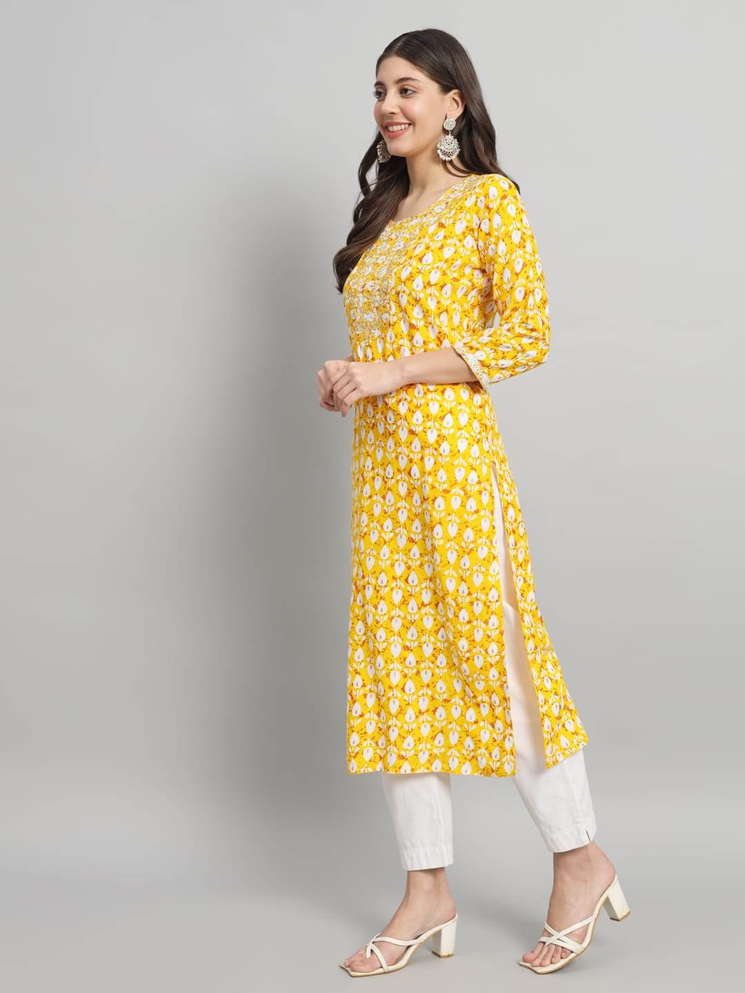 Procion printed rayon straight kurta pant set - Eraya