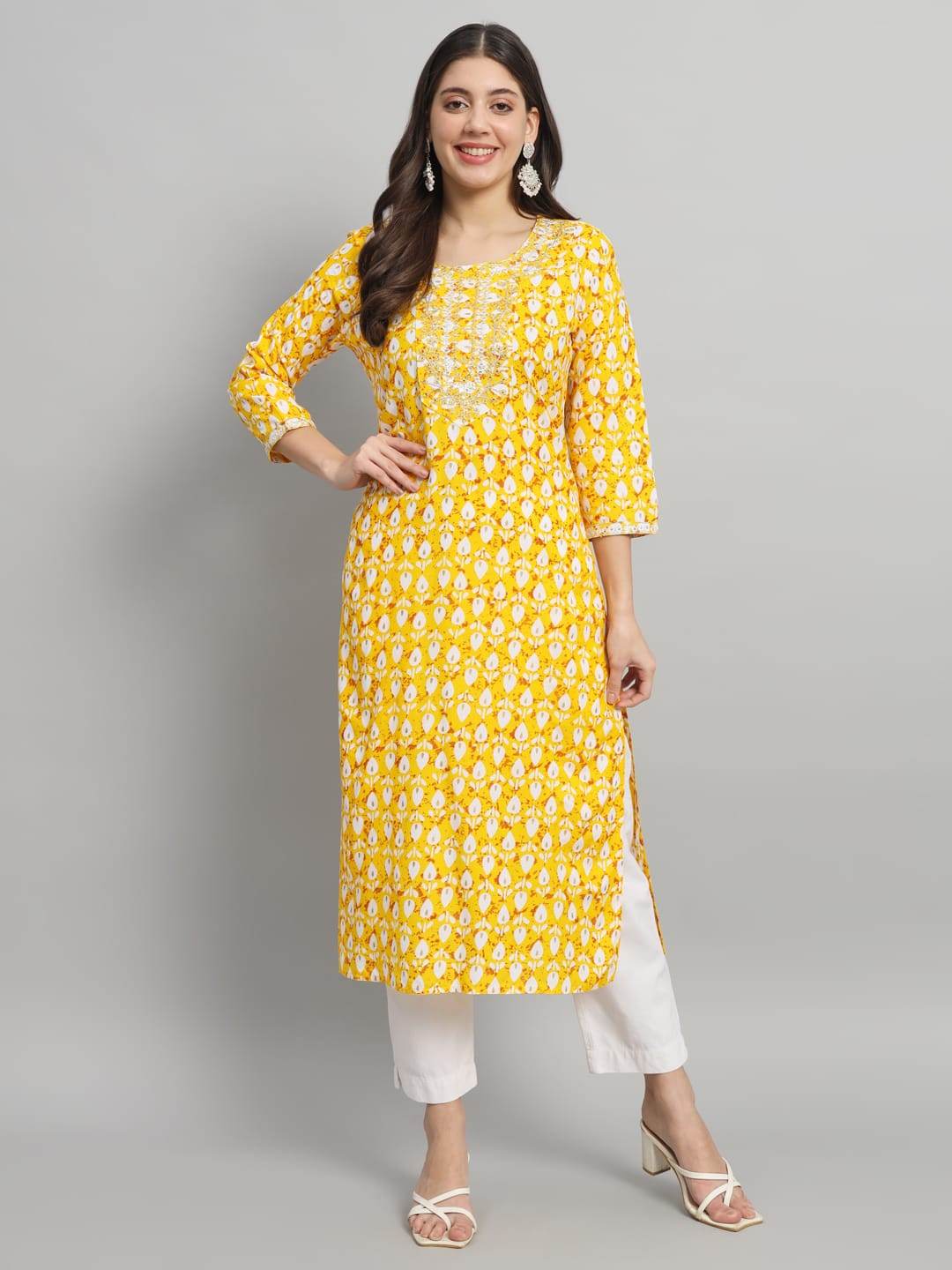 Procion printed rayon straight kurta pant set - Eraya