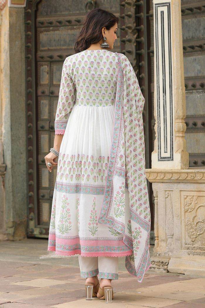 Pure cotton Angarkhi pattern premium kurta set - Eraya