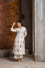 The soberness set: Pure cotton kurti and plazo set - Eraya