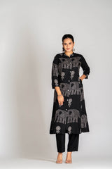 Artistic imprints of elephanta:A premium crafted kurti-pant set - Eraya