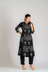 Artistic imprints of elephanta:A premium crafted kurti-pant set - Eraya