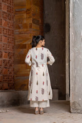 The soberness set: Pure cotton kurti and plazo set - Eraya