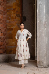 The soberness set: Pure cotton kurti and plazo set - Eraya