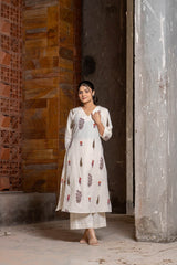 The soberness set: Pure cotton kurti and plazo set - Eraya