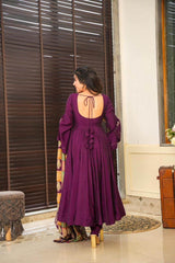Pure chinon sequence embroidered gown with plazo and dupatta - Eraya