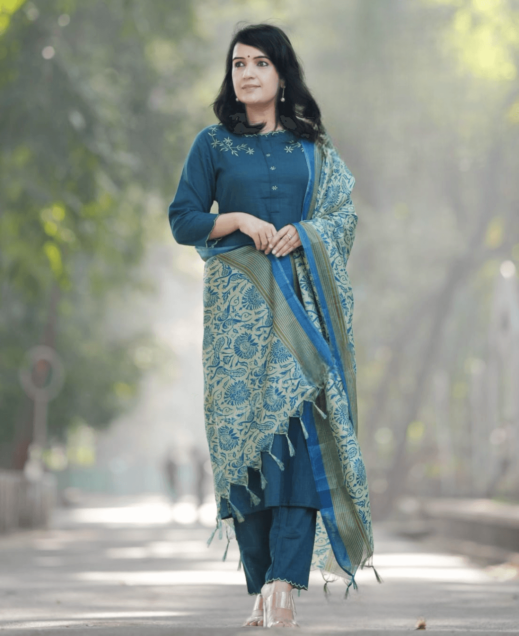 Exclusive khadi cotton three piece kurti set - Eraya