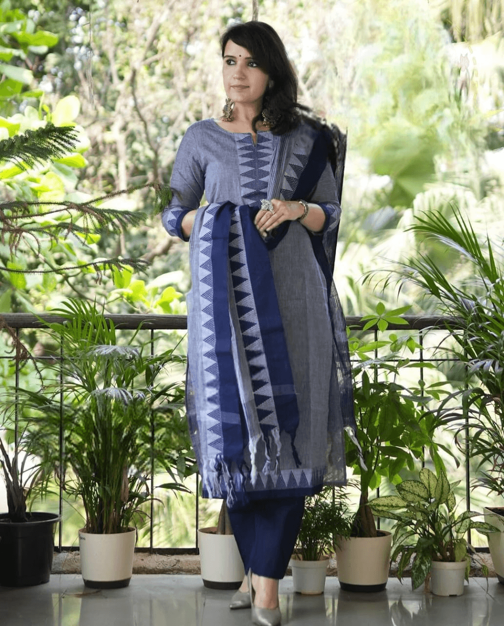 South cotton finish three piece handloon kurta set - Eraya