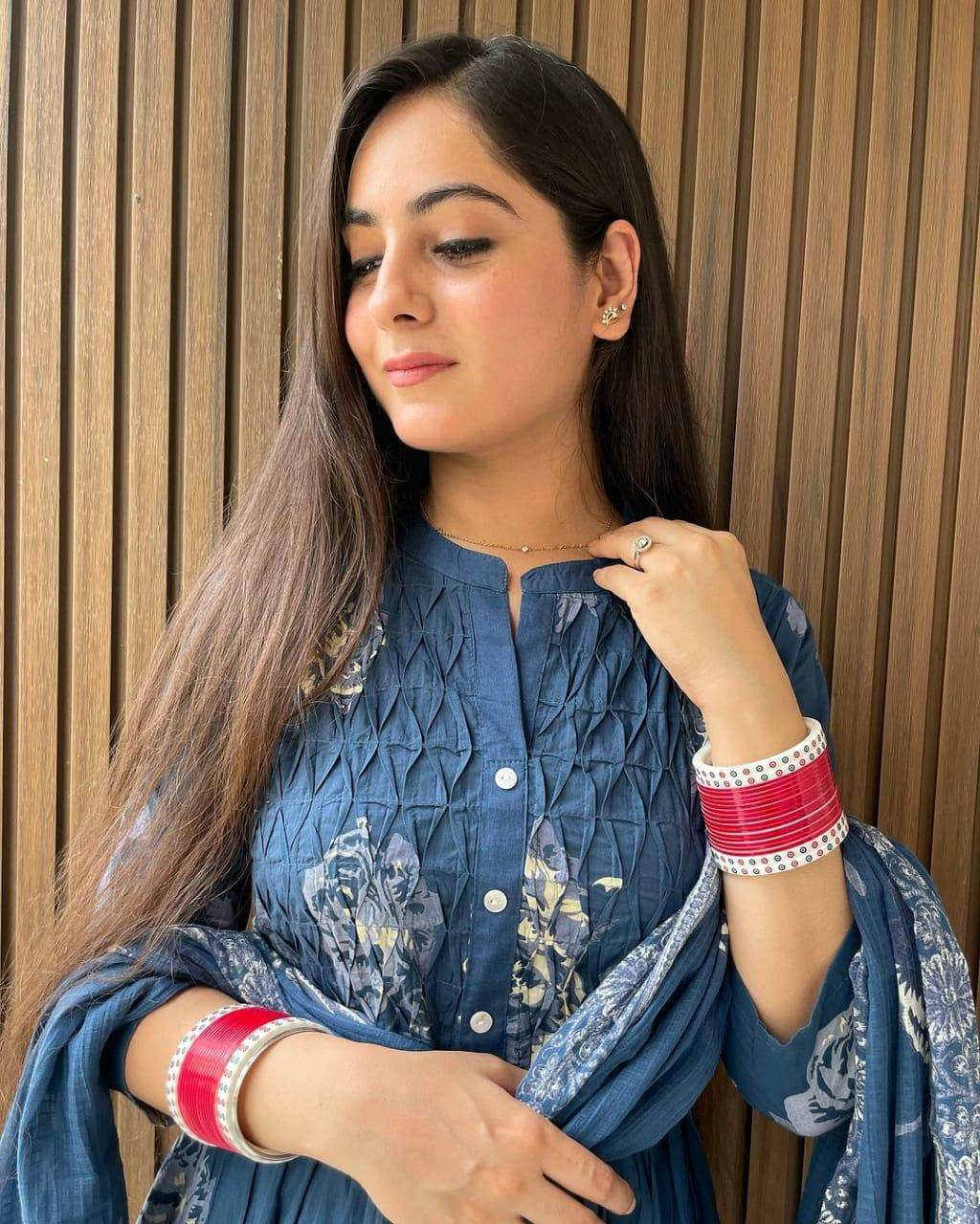 Designer yoke with floral printed three piece kurti set - Eraya