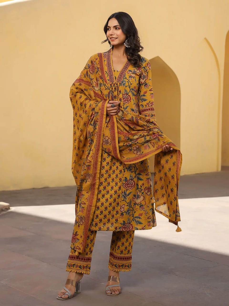 Intricate hand sequence work three piece kurti set - Eraya