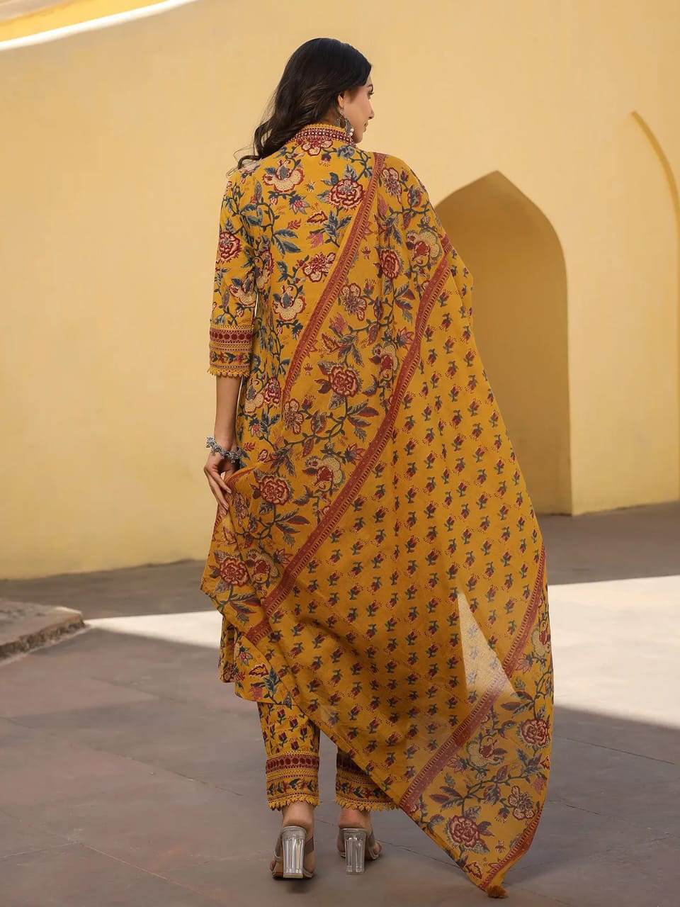 Intricate hand sequence work three piece kurti set - Eraya