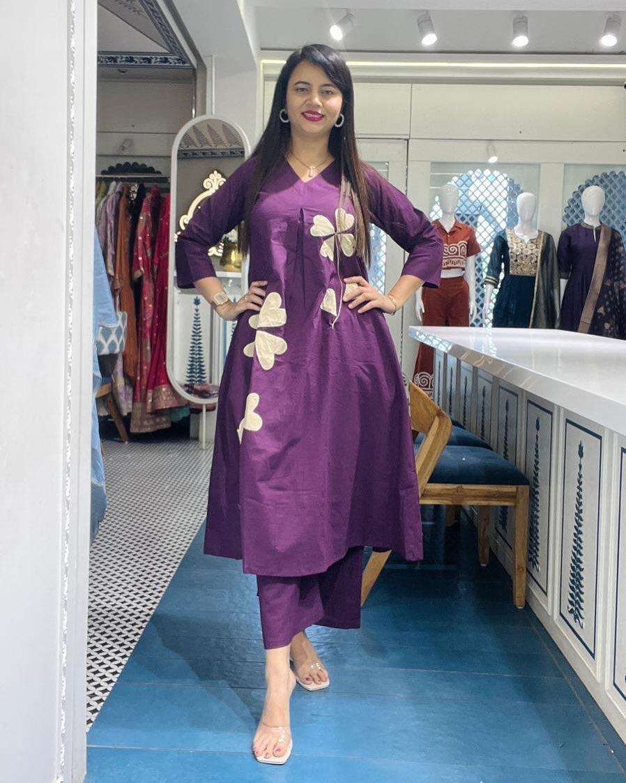 Stylish summer cotton co-ord set with patch work