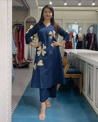 Stylish summer cotton co-ord set with patch work