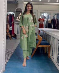 Stylish summer cotton co-ord set with patch work