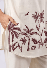 Elegant cotton flex embroidered co-ord set