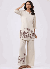 Elegant cotton flex embroidered co-ord set