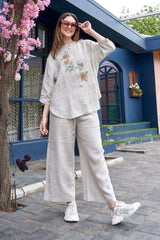 Stylish embroidered cotton flex co-ord set