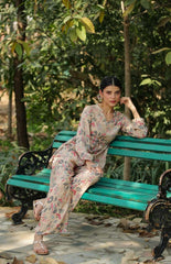 Floral Muslin Silk Printed Peplum Kurti With Palazzo Co-Ord Set