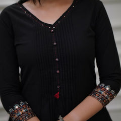 Designer sleeves cotton kurti with pintex work-set