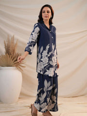 Aesthetic floral work shirt pattern cotton co-ord set