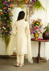 Beautiful pure chanderi fabric neck mirror work suit set