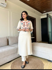 Embroidered everyday wear cotton co-ord set