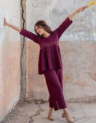 Designer peplum top cotton co-ord set