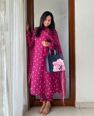 Pure cotton aliya cut kurti with ajrakh dupatta (set of 2)