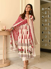 Beautiful leaf printed cotton angarkha set (set of 2)