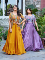 Designer festive-special vichitra silk lehanga (set of 3)