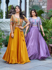 Designer festive-special vichitra silk lehanga (set of 3)